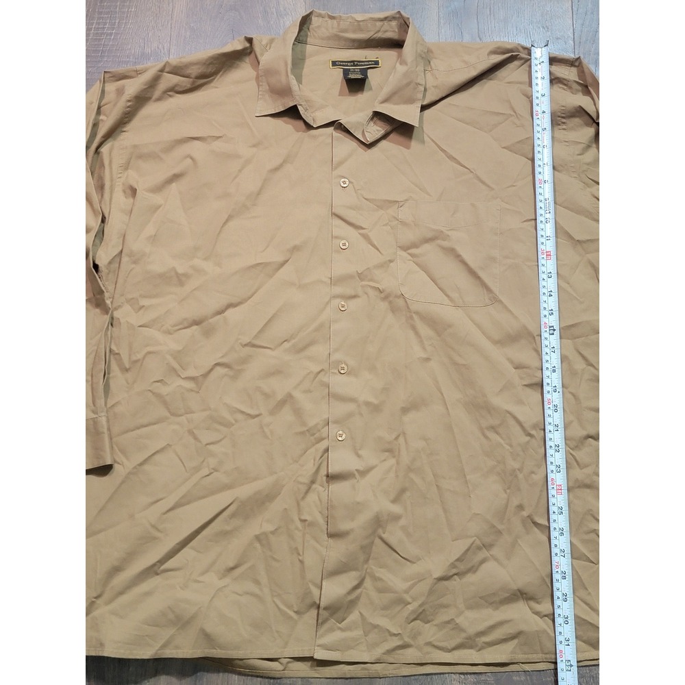 George Foreman‎ Mens Tan Long Sleeve Button Down Shirt 3X Big Cotton Spandex
